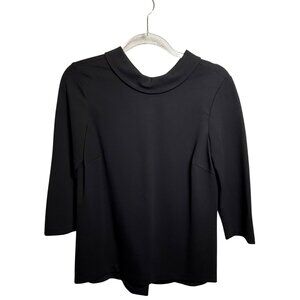 J.McLaughlin Minimalist Black Peter Pan Collar Top Small – Mod,‎ Preppy, Coastal